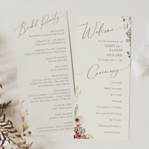 Colorful WildblommGarden   Beige Bröllop Program