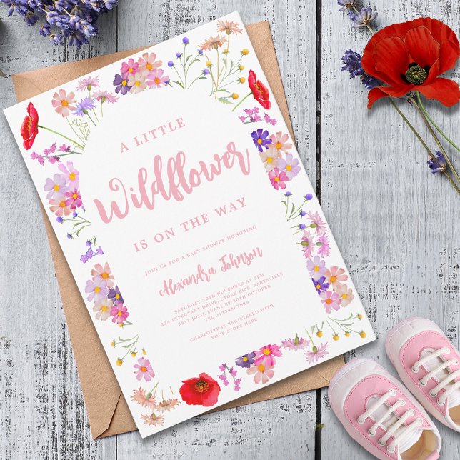 Colorful WildblommGirl Baby Shower Inbjudningar (Colorful wildflower girl baby shower invitation)