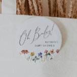 Colorful WildblommOh Baby Knapp<br><div class="desc">Knappen baby är perfekt för din enkla, vismliga, boho-regnbåge sommarbabydusch. Den ljusa, förtjusade rosan, gulten, orangen och blommigten guld i färg får en känsla av en minimalistisk, elegant, ge-vintage-trädgård. Den moderna designen är konst och delikat och ger en klassisk, jordfin ängsskugga i vattenfärg. Oavsett vad du vill, så hjälper den...</div>
