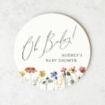 Colorful WildblommOh Baby Underlägg Papper Rund<br><div class="desc">Den här färgfulla vildblomman på baby runt papper underlägg är perfekt för din enkla, vismliga, boho-regnbåge sommardusch. Den ljusa, förtjusade rosan, gulten, orangen och blommigten guld i färg får en känsla av en minimalistisk, elegant, ge-vintage-trädgård. Den moderna designen är konst och delikat och ger en klassisk, jordfin ängsskugga i vattenfärg....</div>