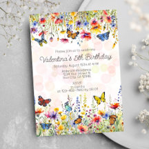 Colorful Wildblommor Butterflies Girl's Birthday