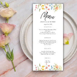 Colorful Wildblommor Garden WedWedMenu Meny