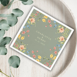 Colorful Wildblommor Sage Garden Wedding Pappersservett
