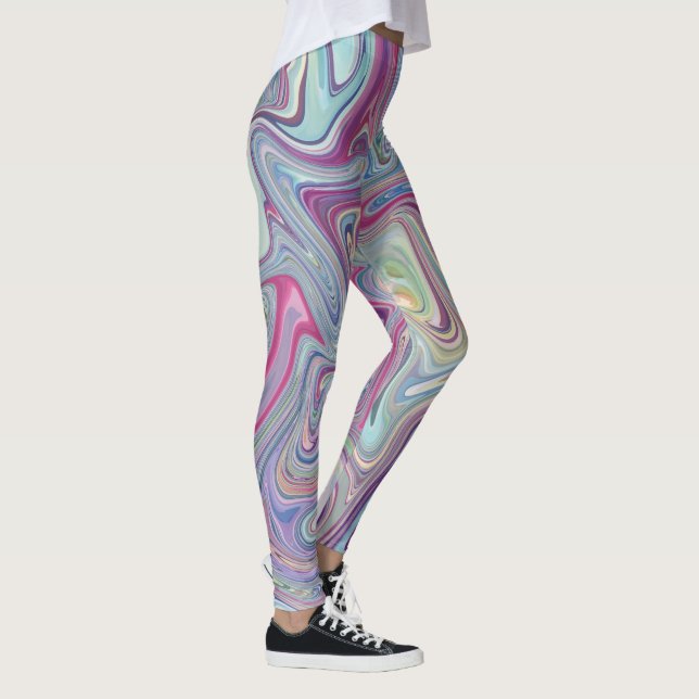 Colorful Wilde Marble Swirls Leggings (Höger)