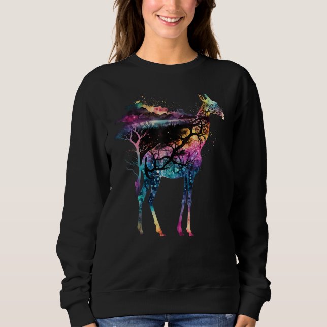 Colorful Wilderness Nature Giraffe Reflection T Shirt (Framsida)