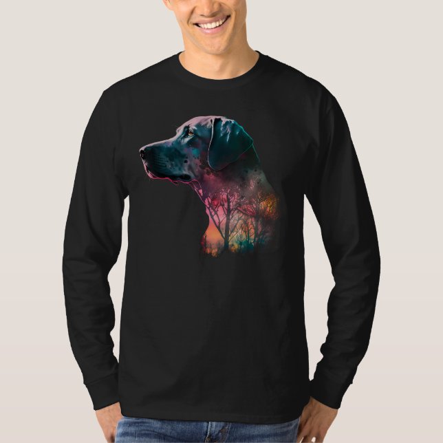 Colorful Wilderness Nature Weimaraner Reflection T Shirt (Framsida)