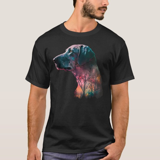 Colorful Wilderness Nature Weimaraner Reflection T Shirt (Framsida)