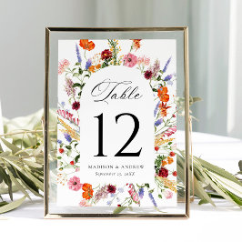 Colorful Wildflower Arch Wedding Table Number Card Inbjudningar