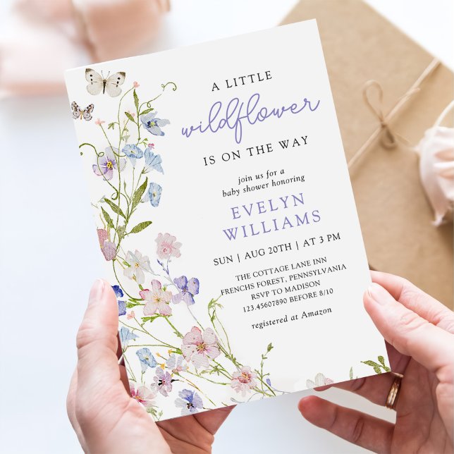 Colorful Wildflower Meadow Girl Baby Shower Inbjudningar (Skapare uppladdad)
