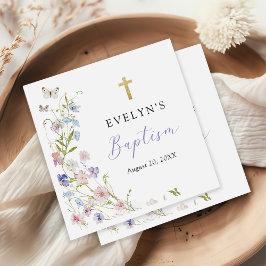 Colorful Wildflower Meadow Girl Baptism Pappersservett