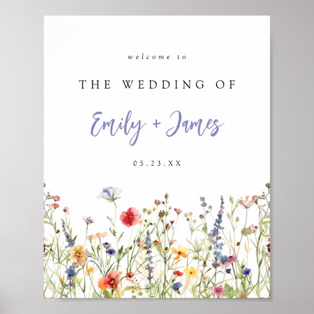 Colorful Wildflower Wedding Welcome Poster (Framsidan)