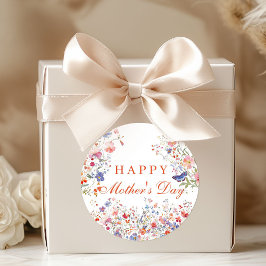 Colorful Wildflowers Happy Mother's Day Sticker Runt Klistermärke