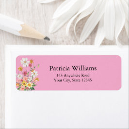 Colorful Wildflowers Pink Return Address Returadress Etikett