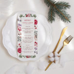 Colorful Winter Berries Ram Bröllop Menu Meny<br><div class="desc">Färgfyllda bröllop-menyer med ram av vattenfärgade bär och löv i rött,  blått,  brunt och grönt. Anpassa med namn och bröllop-datumet i rött och på menyn.</div>