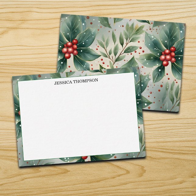 Colorful Winter Poinsettia Flower Custom Anteckningskort (Skapare uppladdad)