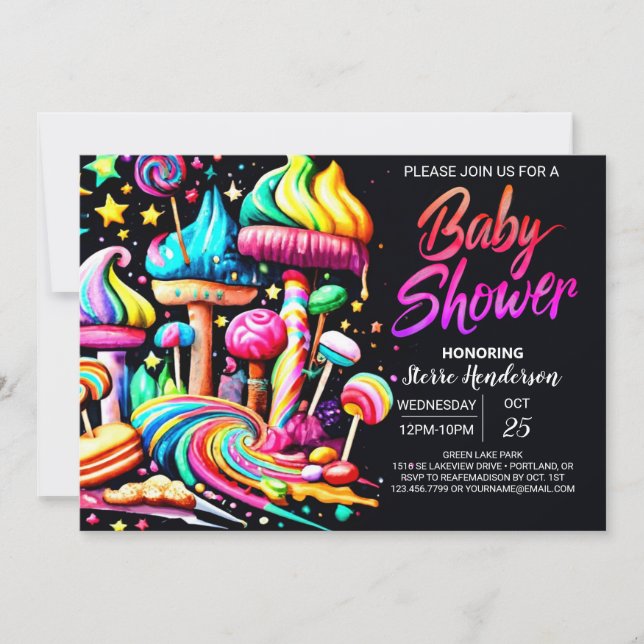 Colorful Wonderland Baby Shower Inbjudningar (Framsida)