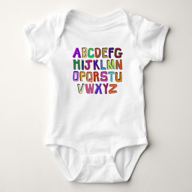 Colorful Wonky Alphabet Brev T Shirt (Framsida)