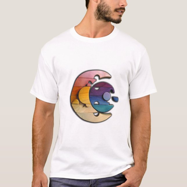  Colorful Wooden Puzzle Circle T Shirt (Framsida)