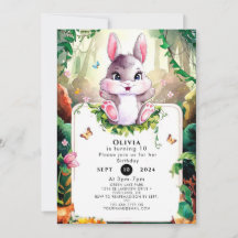 Colorful Woodland Bunny Birthday