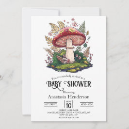 Colorful Woodland Mushroom Baby Shower Inbjudningar