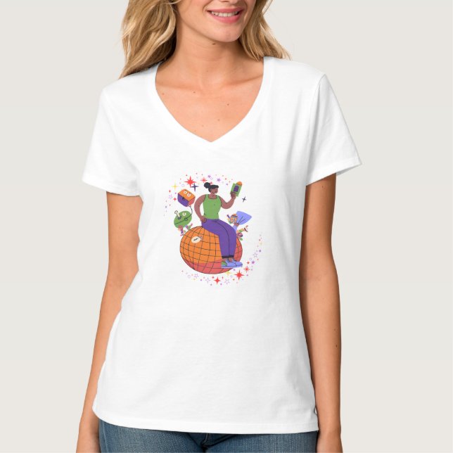 Colorful World - Planet Earth Design Tee (Framsida)