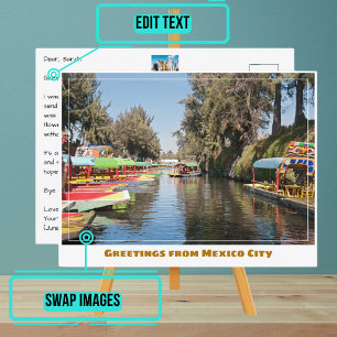 Colorful Xochimilco Trajinera Boats in Mexico City Vykort