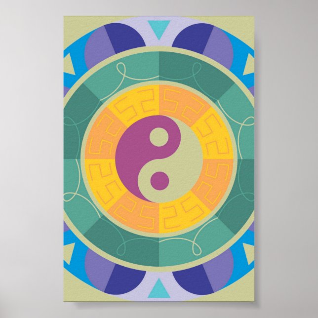 Colorful Yin Yang Mönster Poster (Framsidan)