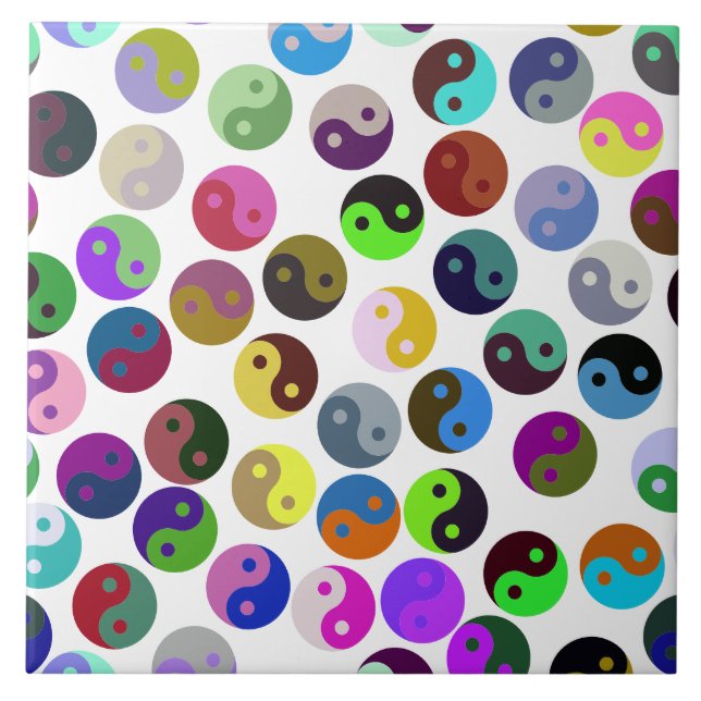 Colorful Ying Yang Mönster Kakelplatta (Framsidan)