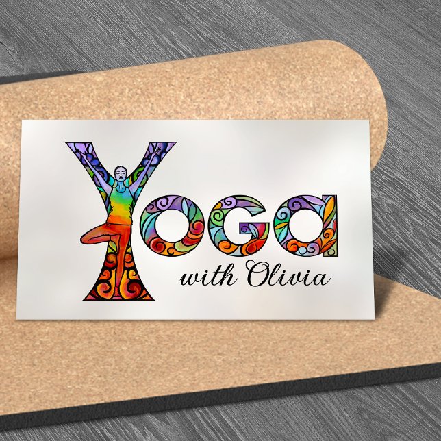 Colorful Yoga Ord Art Visitkort (Skapare uppladdad)