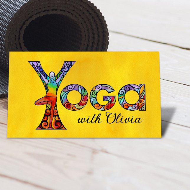 Colorful Yoga Ord Art Visitkort (Skapare uppladdad)