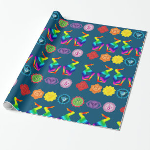 Colorful Yoga Position Chakras Art Presentpapper