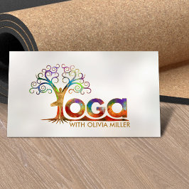 Colorful Yoga Träd Ord Art Visitkort