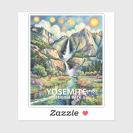 Colorful Yosemite Spring Waterfall Hiking Van Gogh Klistermärken