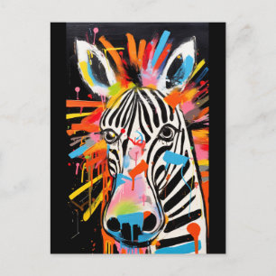 Colorful Zebra Graffiti Vykort