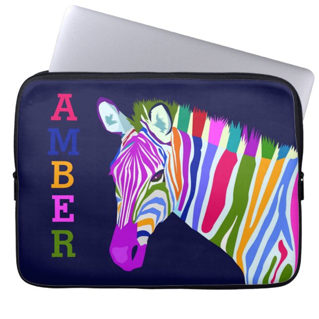 Colorful Zebra Laptop sleeve (Framsidan)