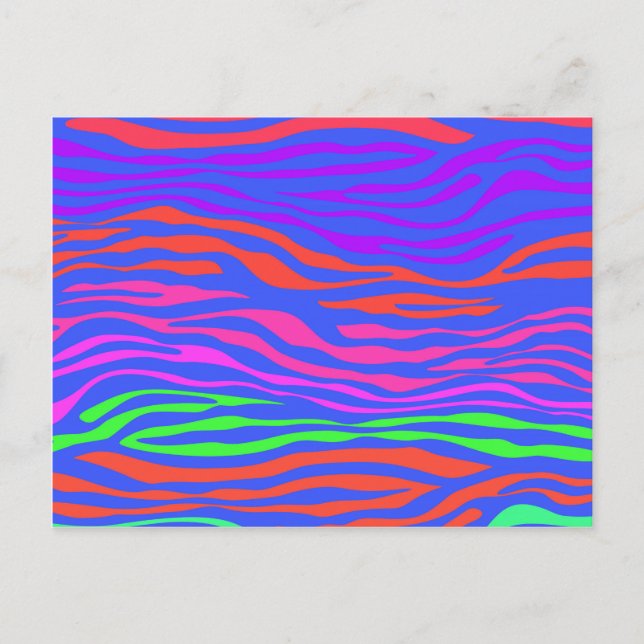 Colorful Zebra Rand Abstrakt Vykort (Framsida)