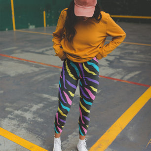 Colorful Zebra Vild Animal Mönster Leggings