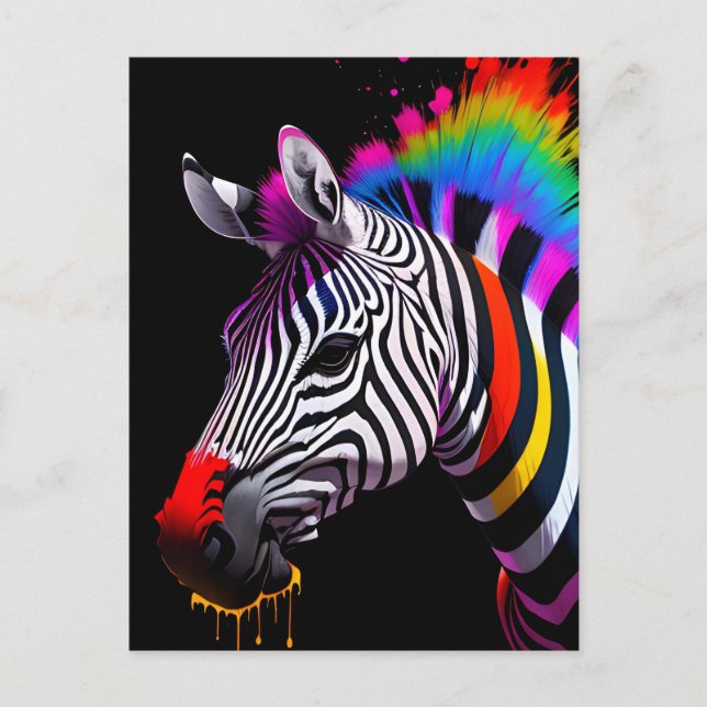 Colorful Zebra-vykort Vykort (Framsida)