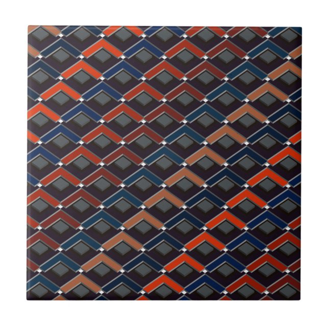 Colorful zigzag Karo-Step Kakelplatta (Framsidan)