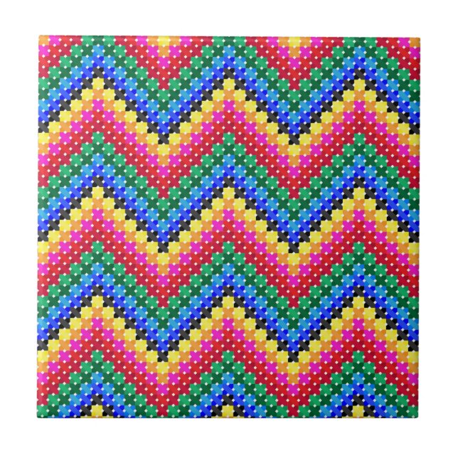 Colorful zigzag mönster kakelplatta (Framsidan)