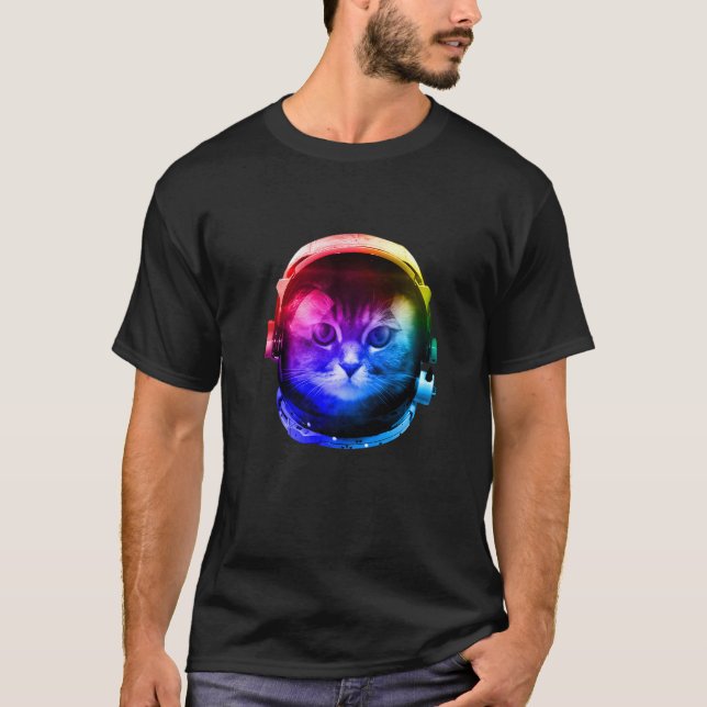 Colorfull Astronaut Cat T Shirt (Framsida)