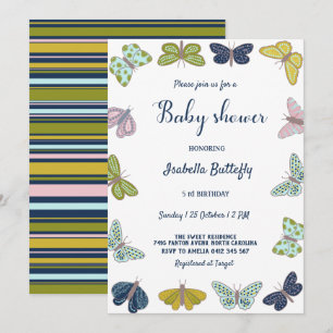 Colorfull Butterfly Summer Baby Shower Inbjudningar