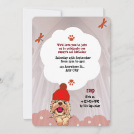 Colorfull Cute Illustrated Hund Birthday Inbjudningar