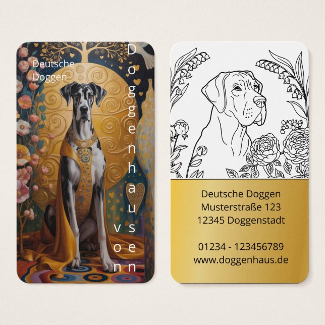 Colorfull Great Dane Art Business Cards Visitkort (Framsida & baksida)