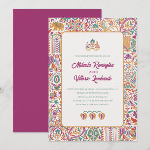 Colorfull Indian Stil Bröllop Inbjudningar