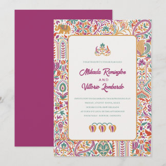 Colorfull Indian Stil Bröllop Inbjudningar