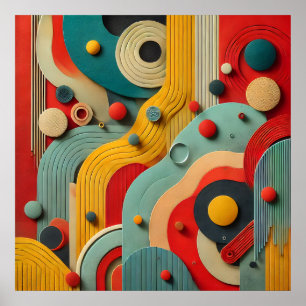 Colorfull Modern Modern Abstrakt Organic Shapes Wa Poster