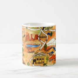 Colorfully Illustrated Arizona Map Mug Kaffemugg