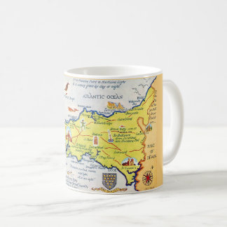 Colorfully Illustrated Map of Cornwall England Mug Kaffemugg