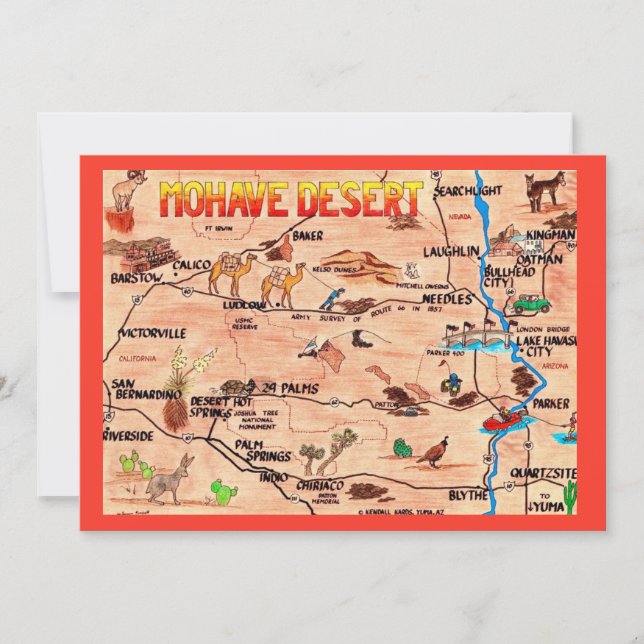 Colorfully Illustrated Mohave Desert Flat Card (Framsida)